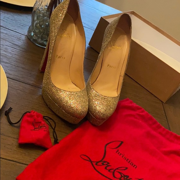 Gold/Multicolor Glitter Louboutin (Red Bottoms) - Picture 5 of 6